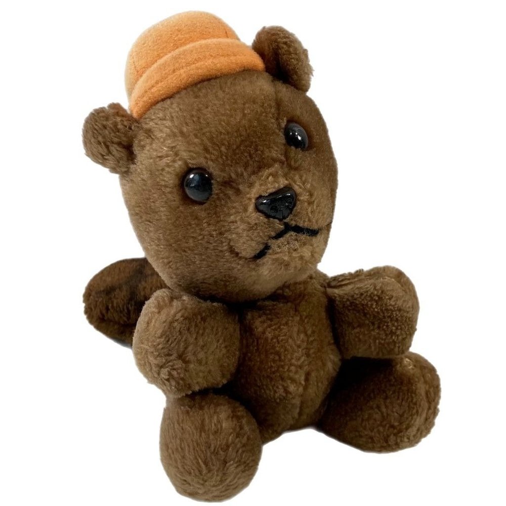Vtg 1978 Brown Beaver Plush Stuffed Animal Orange Hat Ground Nut Shells Dakin 8"